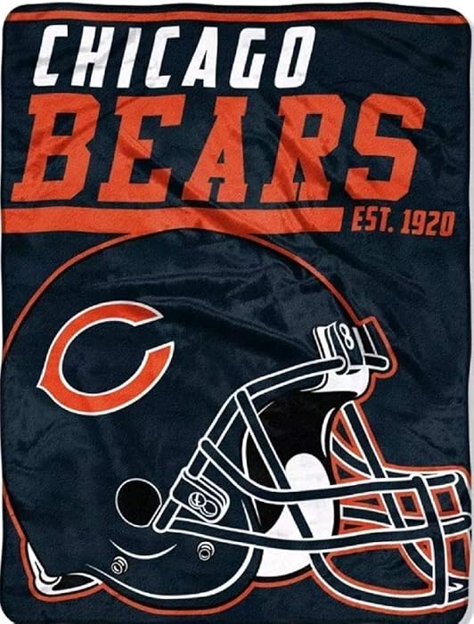 Officially Licensed NFL Chicago Bears 40 Yard Dash Micro Raschel Throw Blanket, 46" X 60", Multi Color 60" X 80"