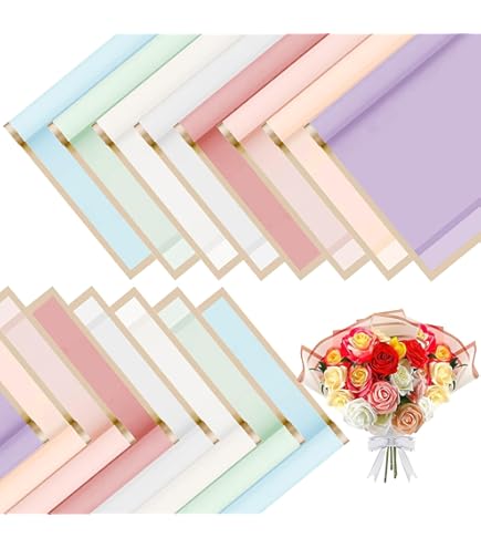 M METERXITY Lot De 190 Feuilles De Papier Cadeau En Coton Coréen, Imperméable, Pour Bouquets, Emballages Cadeaux [blanc, Beige, Orange, Rose, Bleu