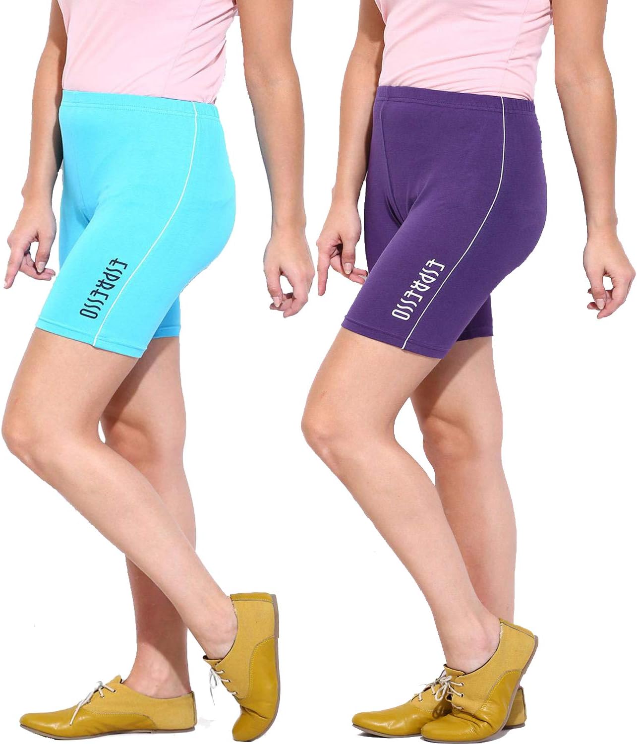 Women's Lycra Stretch Active Wear Shorts - Pack of 2