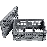 QTJH Collapsible Storage Bin/Containe， Transfer box,crate Transit storage of various items (Gray 23.6" L x 15.7" W x 8.6" H)