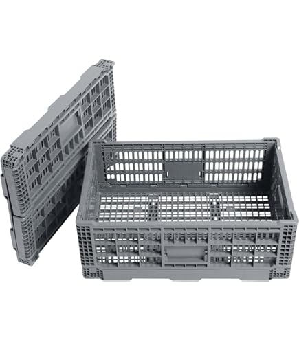 TRZZ Paquete De 2 Mini Cajas De Almacenamiento, Cestas De Plástico Plegables, Contenedores Apilables Que Ahorran Espacio Para Decoración De Oficina, Dormitorio, Baño Y Cocina, Color Azul (6.5 X 4.8 X