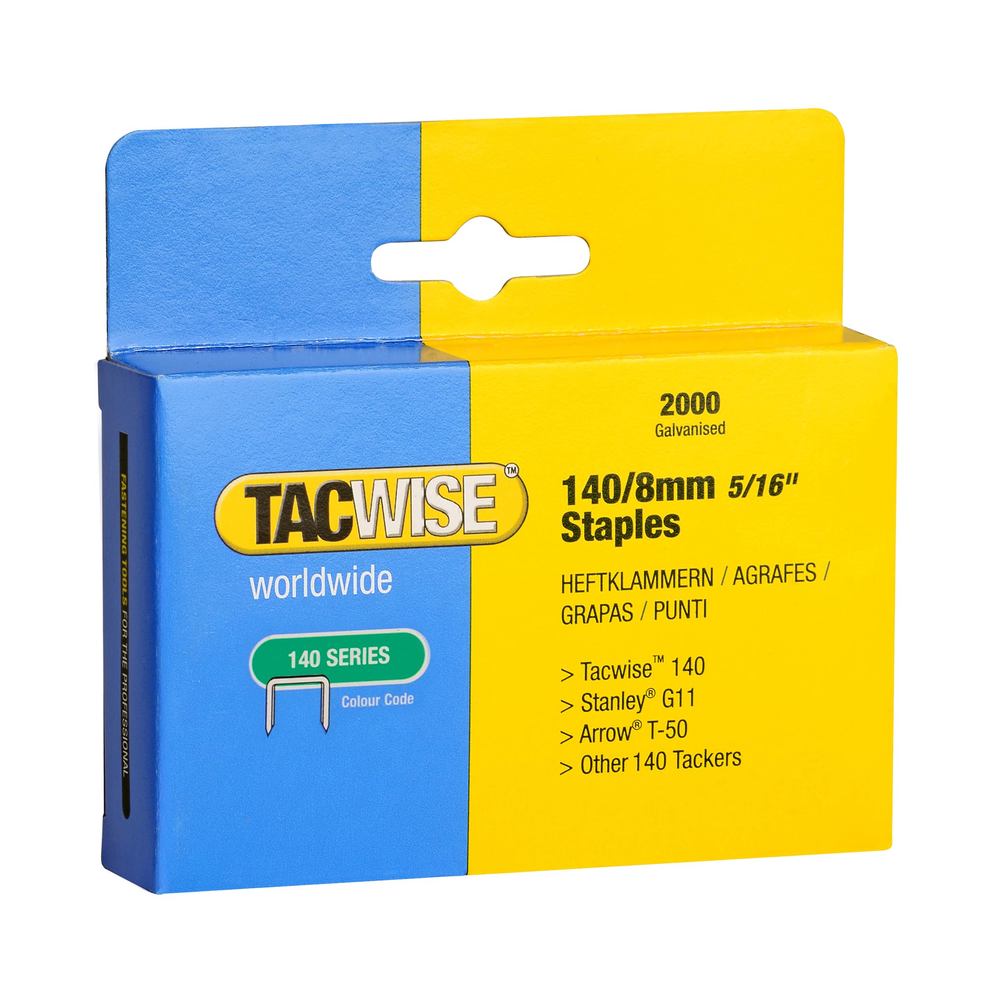 Tacwise 0346 Type 140/8mm Heavy Duty Galvanised Staples, Pack of 2000