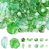 MakemadeDIY 80-174 PCS Leaf Glass Beads Charms for Jewelry Making Crystal Leaves Pendants Spacer Beads for Crafting Necklaces Bracelets Earrings