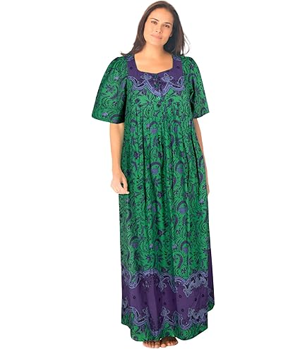 white christmas dresses Lei Royal Pattern Plus Size Long Cotton Hawaiian Muumuu Dress – KY'S ALOHA  SHIRTS main image 0