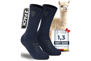 JUCLISE Alpaca Wool Crew Socks 2 pairs for Men and Women,Thick Thermal Winter Hunting Socks Hiking,Moisture Wicking Cushioned