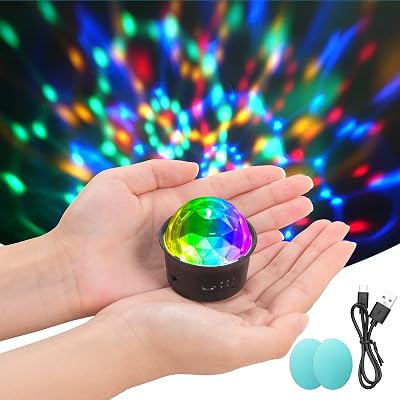 URAQT Disco Lights for Parties Mini USB Strobe Ball with Mirror Glitter Effect