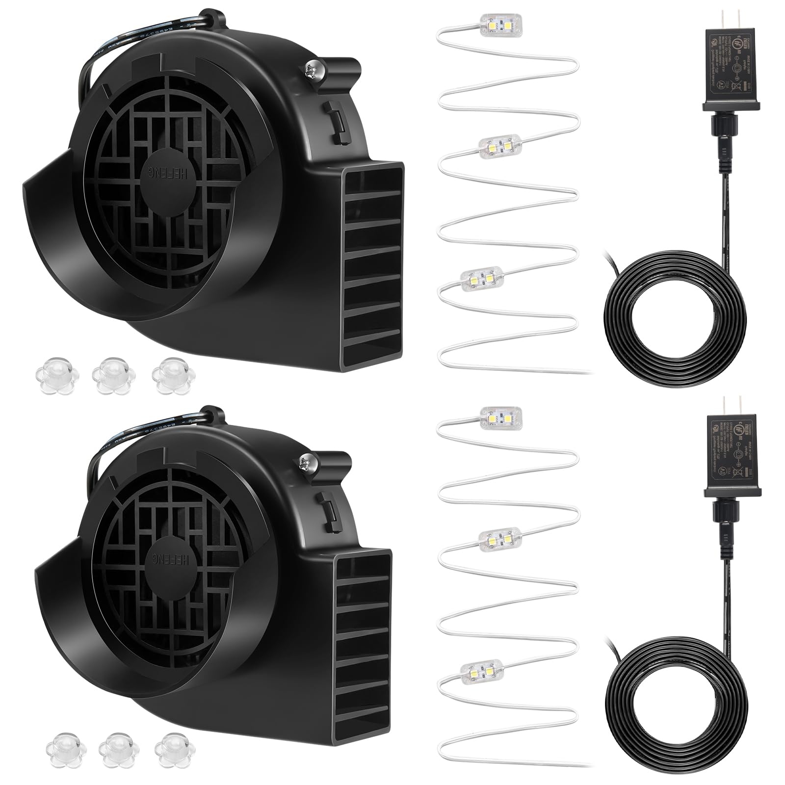 Photo 1 of Envanptaz 2-Pack Inflatable Fan Blower Replacement, 12V 1.2A Air Blower for Inflatables with 3 LED Light Strings for Thanksgiving Christmas Halloween Yard Party Holiday Inflatable Decorations