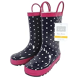 Hudson Baby Rain Boots, Navy Dots Pink, 1 US Unisex
