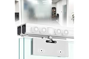 Frameless Glass Sliding Door Hardware Kit, Heavy Duty Aluminum Track Roller System, Interior Bypass Barn Door Rail for Office