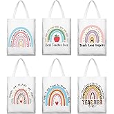 Sumind 6 Pcs Teacher Appreciation Gift Canvas Teacher Tote Bags Thank You Gift for Women Reusable Rainbow Bags
