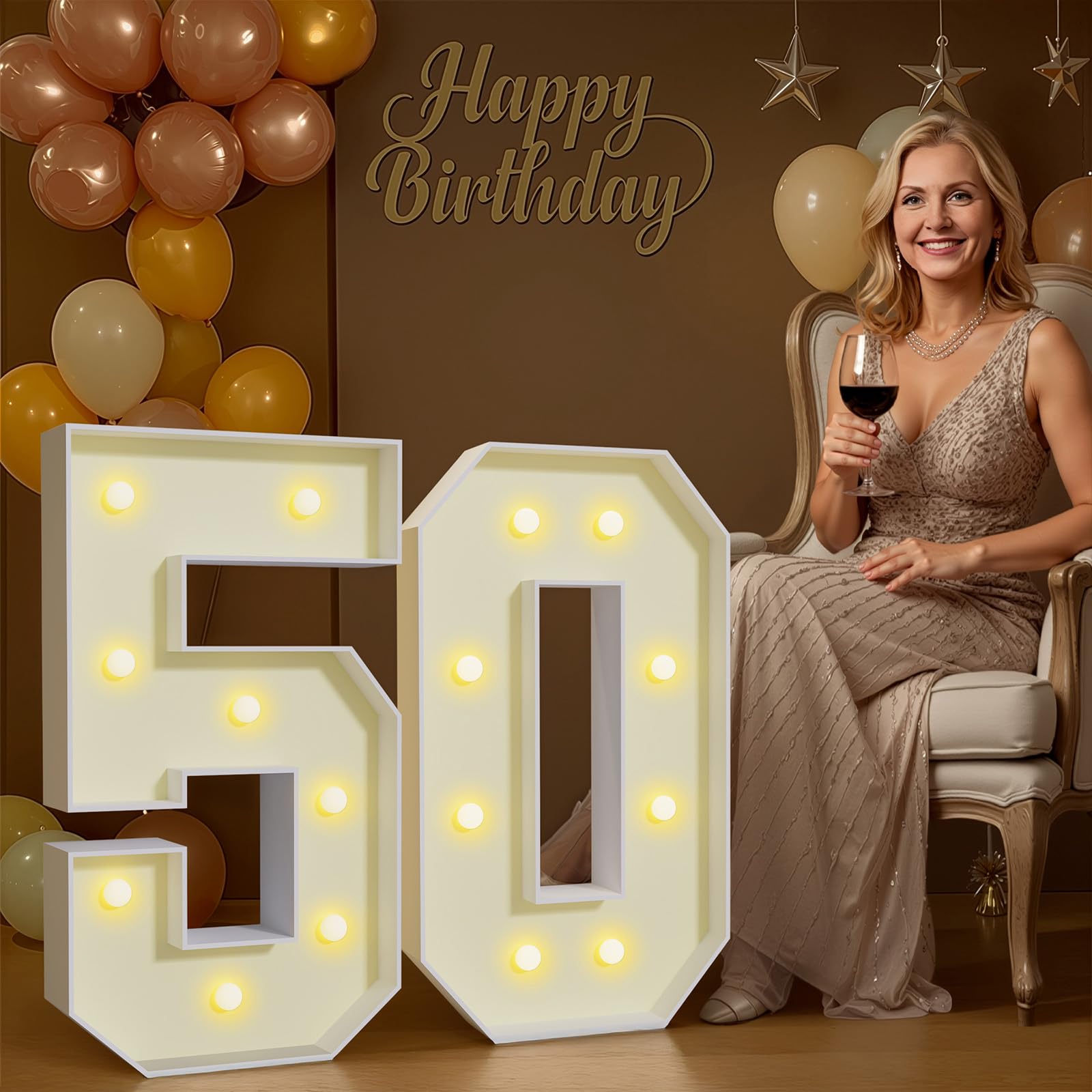 Photo 1 of 2.3FT Marquee Numbers 50th-Birthday Decorations: Large Light up Numbers 50 for 50th Birthday Party Decor Women Men Fifty Year Old, Marquee 50 Signs for 50th Anniversary Party Decor Backdrop