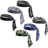 ONEYE 6 Pieces Head Tie Headbands for Men Women Sport Tie Back Bandanas Camo Hair Band Athletic Sweatbands for Tennis Running Ninja Karate Basketball