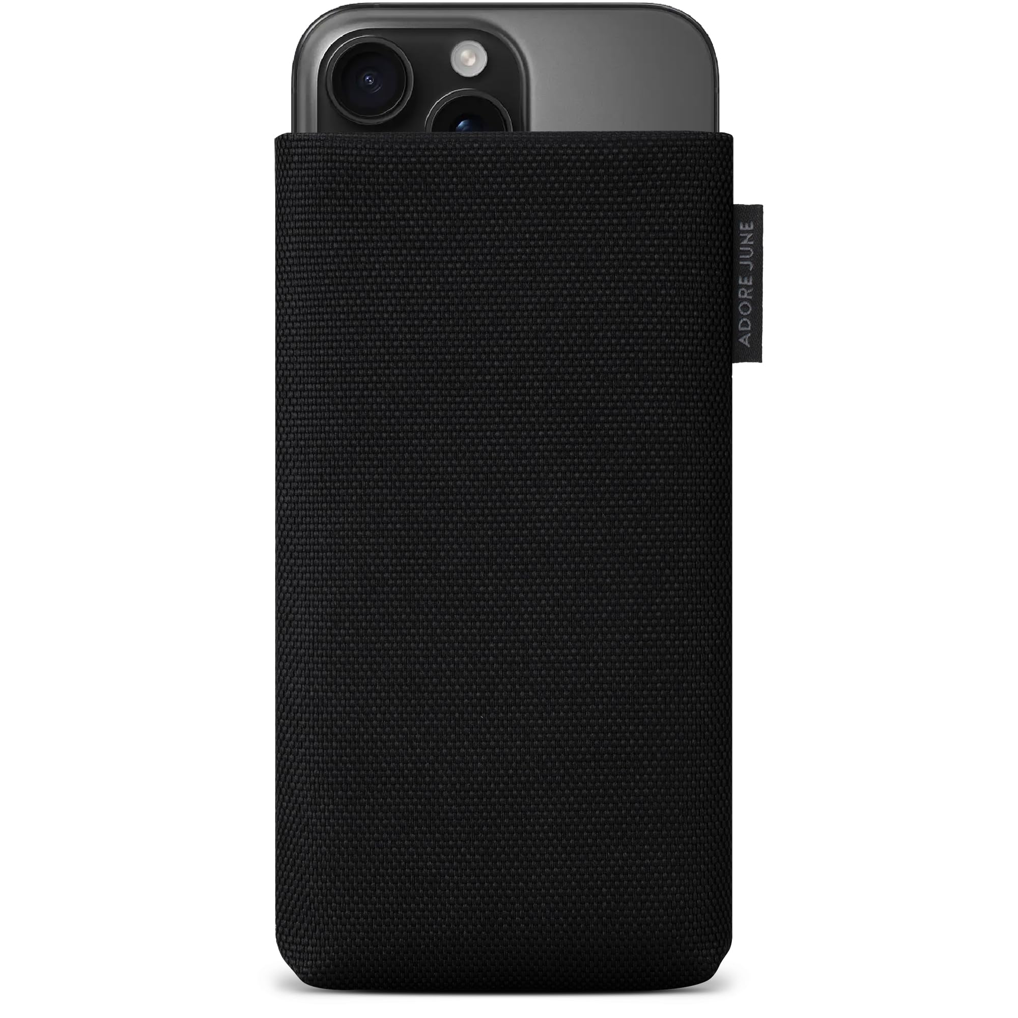 Adore June Classic Recycled Black Mobile Phone Case Compatible with iPhone 16 Pro Max 2024, Modern Sustainable R-PES Fabrics, Made in Europe