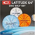 Latitude 64 Retro Burst Disc Golf Starter Set (3-Pack) - Includes Keystone, Fuse, Saint | Grippy Base Plastic | Perfect Beginner Disc Golf Set | Contains Putter, Midrange & Driver | Colors Will Vary