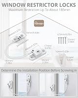 HOMGEN 8pcs Window Open Restrictors Locks with Keys & Screws for Kid Cat view 2