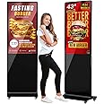 JASZDOT Digital Signage Display, LCD Screen Digital Kiosks & Interactive Displays 4K Totem Floor Standing Auto AD Player with USB/HDMI/WiFi Android OS(43'' Black Non-Touch)