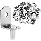 QWORK 100 Pcs Shelf Support Pegs, 5mm L-Shaped Steel Cabinet Shelf Pins, for Cabinets, Bookshelves, Furniture, Silver