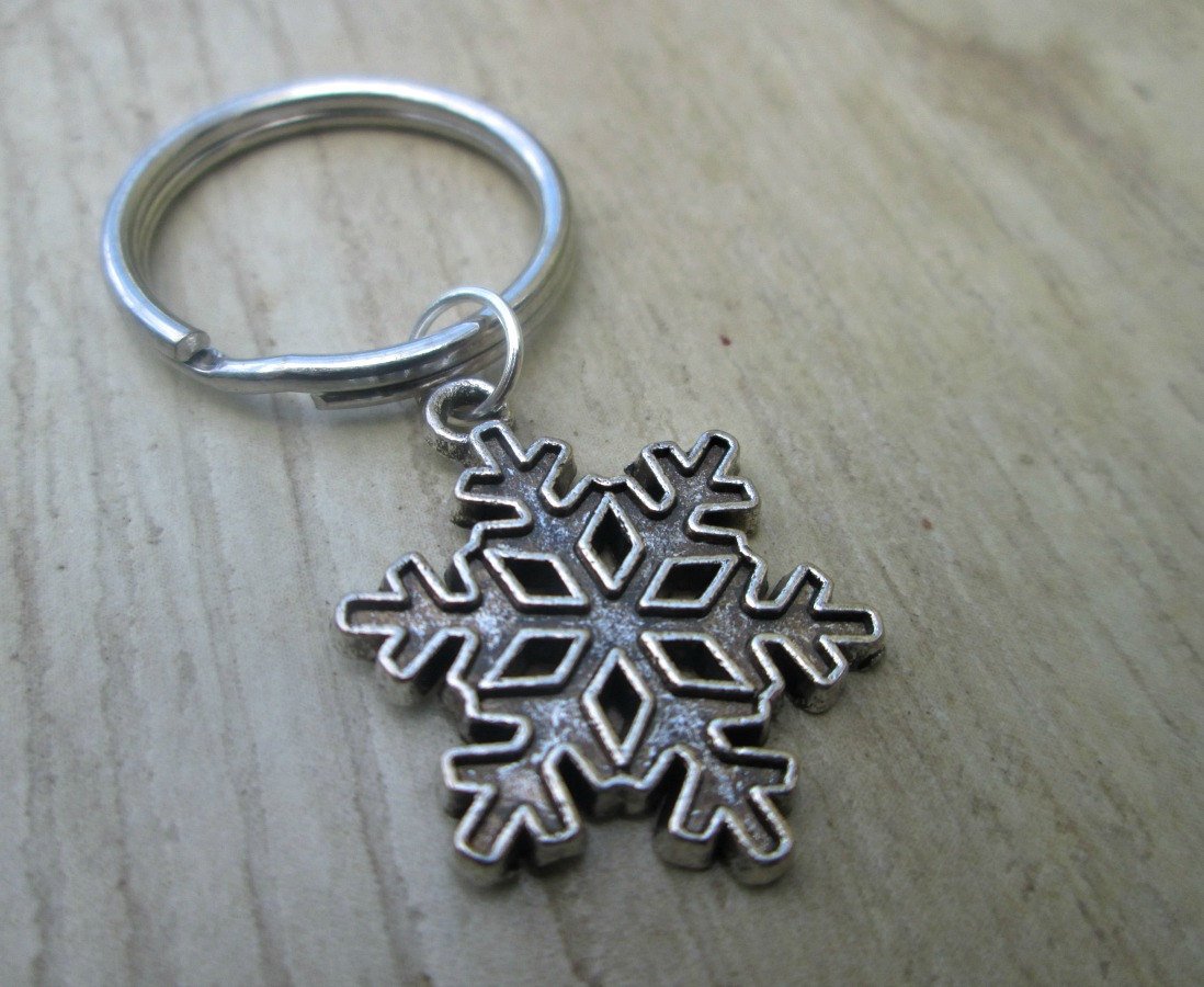 Snowflake Key Chain, Christmas Key Chain Handmade