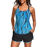 Aqua Eve Women Tankini with Shorts - Two Piece Swimsuit Tummy Control Bathing Suit with Pocket Cross Back Swimwear 2025
