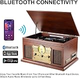 Mersoco 10-in-1 Bluetooth Record Player Mahogany 3-Speed Turntable view 4
