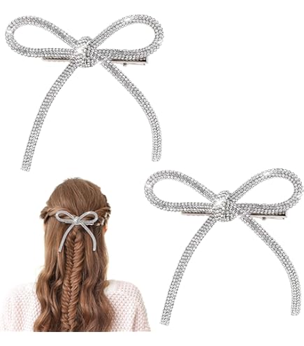 Barrette Cheveux Noeud Crystal Argenté – 3,5 Pouces, NY Fashion Accessories, Neuve
