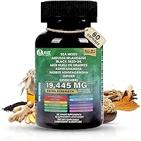 Sea Moss Capsules (Ginger) | 60 Capsules | Irish Moss with Black Seed Oil, Ashwagandha & Ginger | Seamoss Superfood for Energ
