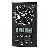 Seiko 3 in 1 Alarm Clock, Stopwatch and Timer, Black