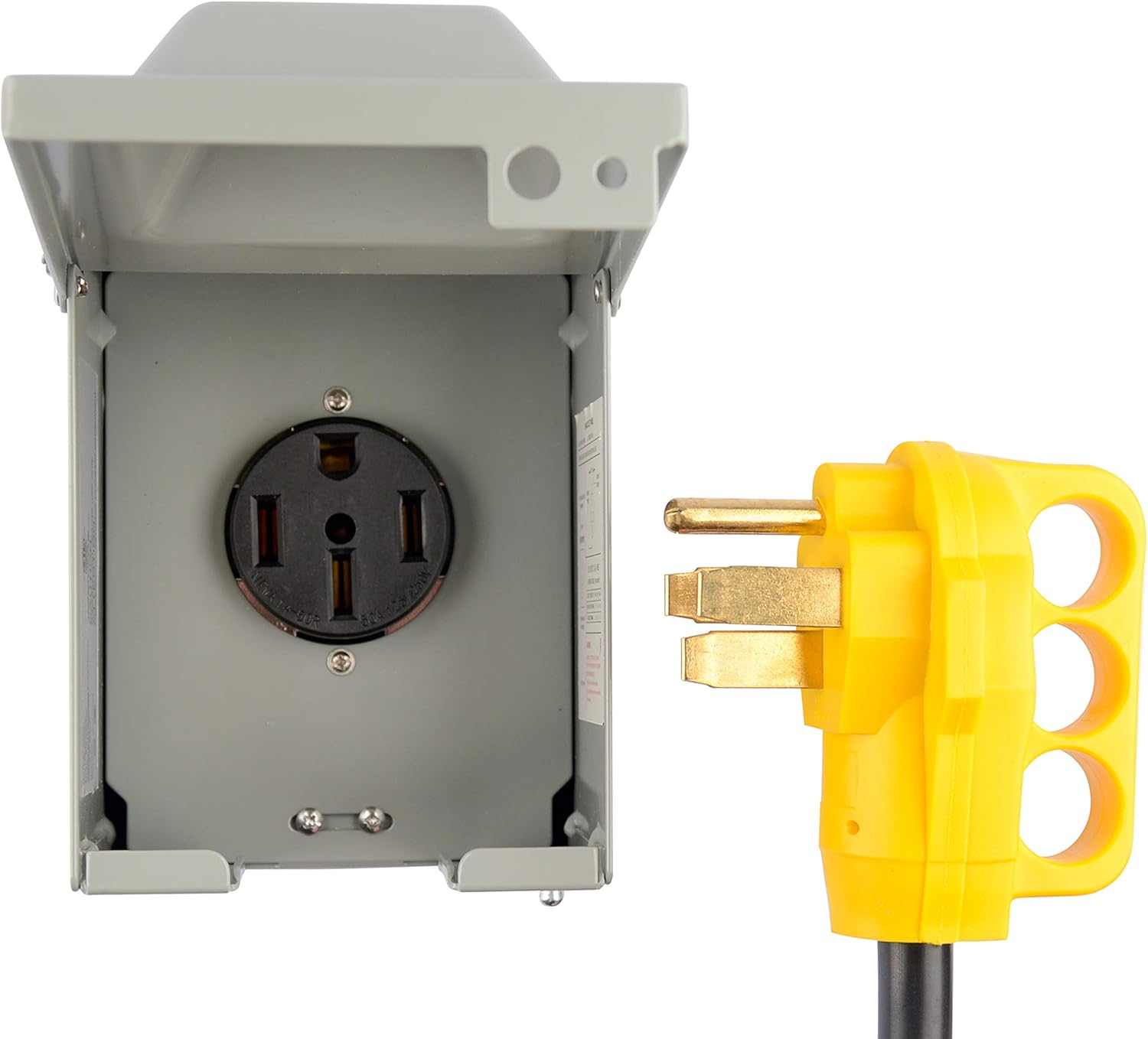 RVGUARD 50 Amp 125/250 Volt RV/EV Power Outlet Box, Enclosed Lockable Weatherproof Outdoor Electrical NEMA 14-50R Receptacle Panel, ETL Listed: Home Improvement