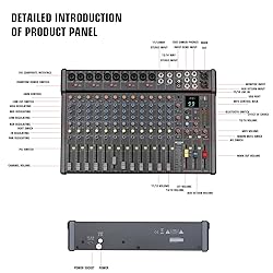 JXSOU Audio Mixer, 18-Channel DJ Mixer Bluetooth