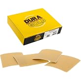 Dura-Gold Premium 1/4 Sheet Gold Sandpaper Sheets, 150 Grit (Box of 25) | 4.5" x 5.5" Size Hook &amp; Loop Backing, Wood Furniture Woodworking, Auto Paint - for Palm Sanders, Clip-On, Hand Sanding Blocks