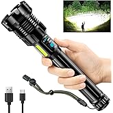 ANKRA 990000 High Lumens Flashlights Rechargeable with COB Work Light Super Bright LED Flashlight Zoomable&14 Modes &Waterproof Tactical Flashlight for Emergencies,Camping,Hiking,Outdoor,Indoor