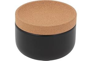 Kamenstein Ceramic and Cork Salt Pig with Easy Lift Lid for Easy Access, Black