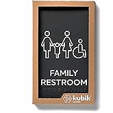 Kubik Letters Family Restroom Sign, Grade 2 Braille Tactile Sign, Modern Door Sign for Family Restroom with Strong Double Sid