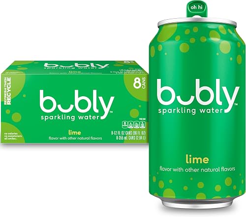 bubly agua con gas de lima, latas de 12 onzas, paquete de 8 — Agua y aguas con gas