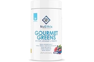 NuEthix Formulations Gourmet Greens Drink Powder Dietary Supplement with Fruit and Vegetable Superfoods and Probiotics, Berry, 30 Servings