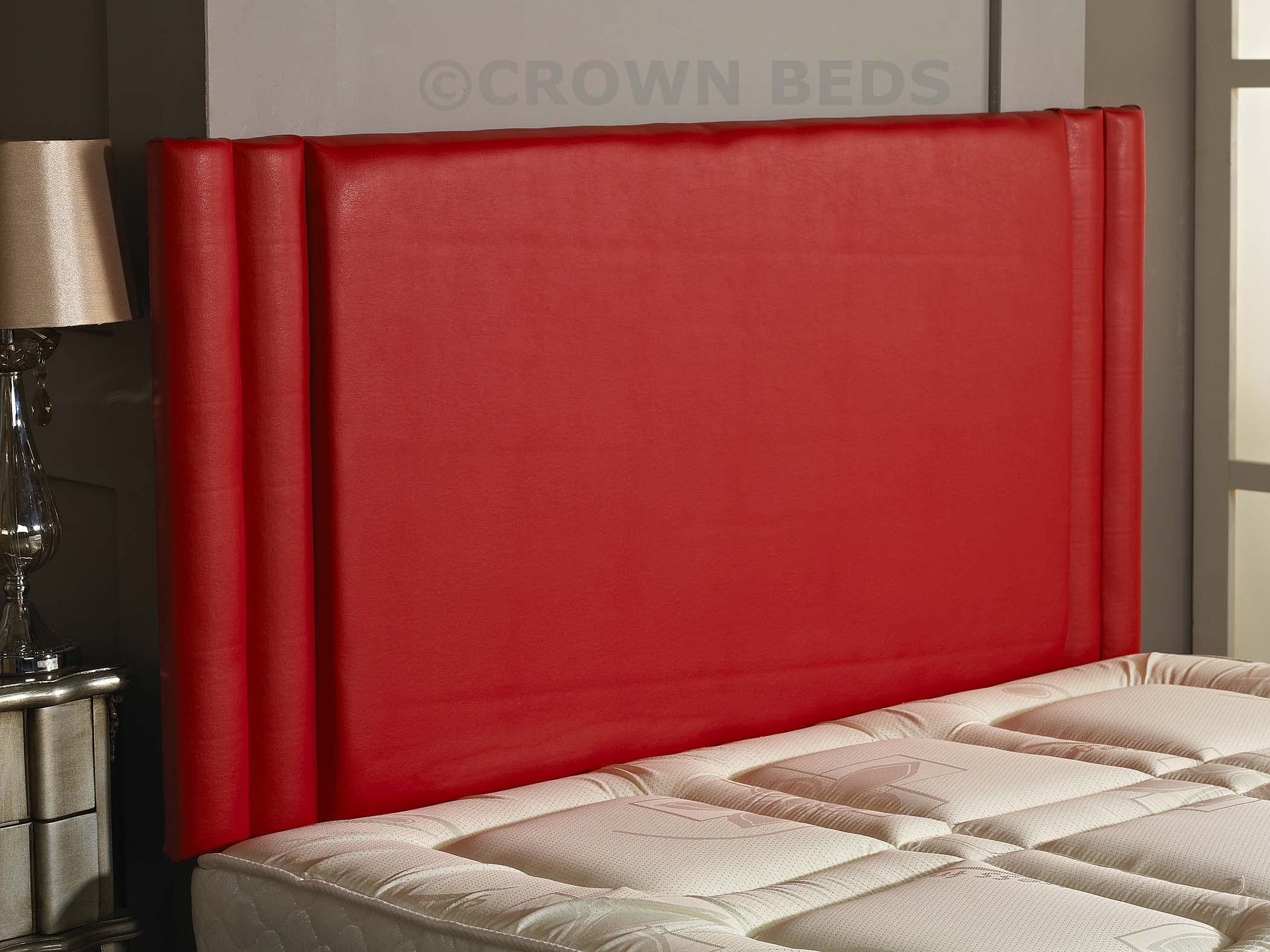 CROWNBEDSUK HILTON FAUX LEATHER HEADBOARD IN 2ft6,3ft,4ft,4ft6,5ft,6ft RED, 2FT6 (SMALL SINGLE)