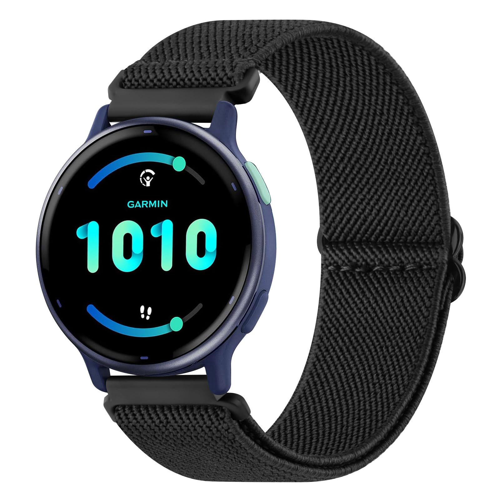 Wanme Elastic Nylon Watch Bands, 20mm Soft Elastic Strap Compatible with Garmin Vivoactive 5, Vivoactive 3, Forerunner 245, 645 Music (Black)