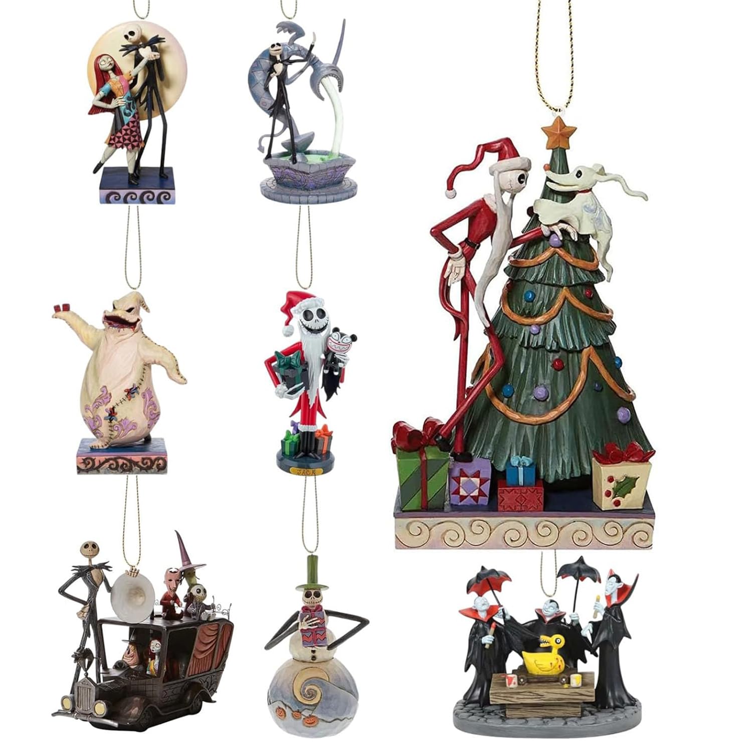 Gyoungt 8PCS Stocking Cap Funny Santa Christmas Ghost Hanging Ornaments, Acrylic, Christmas