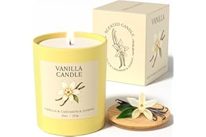 NORVENCE Vanilla Candles Gifts for Women, Scented Candle Set, 10oz Soy Candles with Bamboo Lid for Home Scented, Birthday Gif