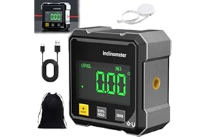 4-Side Magnetic Digital Angle Gauge with Laser, Cube Inclinometer with Backlight, Rechargeable Digital Angle Finder with Elec
