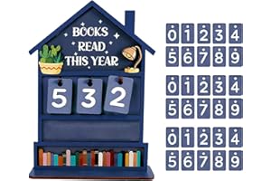 Wooden Books Read This Year Sign | 18x13cm Book Counter Sign | 3D Manual Books Read This Year Counter | Reading Challenge Rec