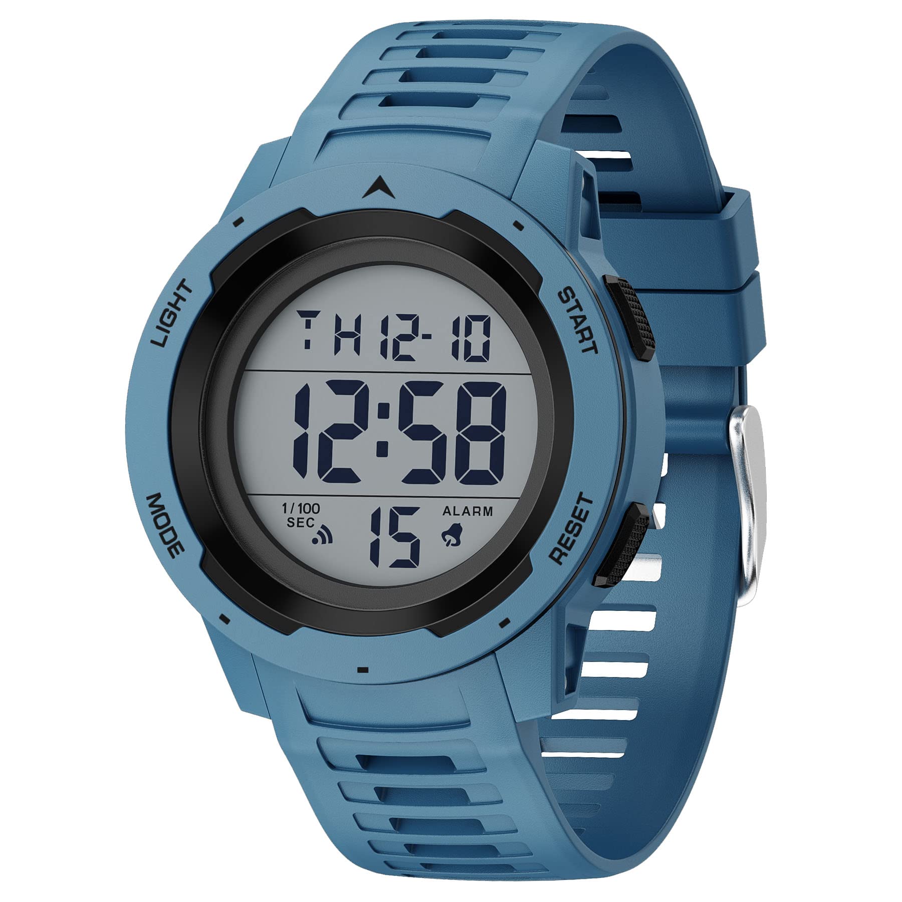 GOLDEN HOUR Mens Waterproof Digital Sport Watches Wide Screen Easy Read Display Military Style with Rubber Strap