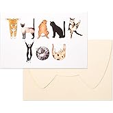 Crisky 25PCS Funny Cat Thank You Cards Cut Adorable Alphabet Kitty Cats Notes Bulk with Envelopes for Him or Her Suit All Occasion