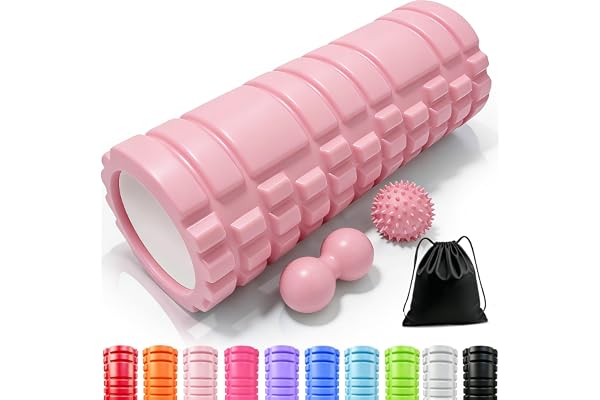 OVTSPO Foam Roller 4-in-1 Set – EVA Deep Tissue Massage for All Levels - Hollow Core Roller, Peanut & Spiky Ball + Storage Ba