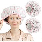 YIZIJIZI 2 Pieces Heat Cap for Deep Conditioning, Conditioning Cap Made of Aluminum Foil for Home and Salon Use, Hair Dyeing（White pink）