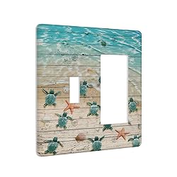 Sea Turtle Beach Rustic Wood 2 Gang Light Switch