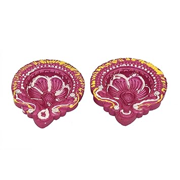 LA FABRICA Handmade Earthen Clay/Terracotta Decorative Dipawali/Diwali Diya/Tealight/Oil Lamps for Pooja/Puja - Terracotta Table Diya Set  (Height: 2.5 inch) (2)