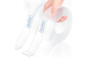 SpiralScgv Double Sided Tape Heavy Duty (Extra Large, Pack of 2, Total 19.7 ft) Clear Mounting Tape, Reusable & Removable, Non-Marking, Washable, Heavy Duty Adhesive for Wall Hanging, Photos, Carpet