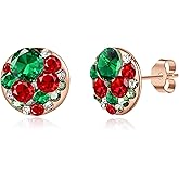 Multicolored Austrian Crystal Rhinestone Stud Earrings for Women Fashion S925 Sterling Silver Hypoallergenic Jewelry