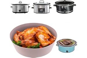 MOOMANGOO Slow Cooker Liners fit Crock-Pot 7 to 8 QT Oval Pot,Large Size Reuseable Crock Pot Liners/Bags,Dishwasher Safe,BPA Free Silicone Crockpot Cooking Trays (2PCS-COFFEE)
